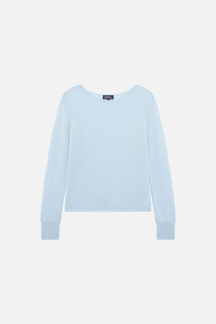 Maglione mzoan 100% cashmere blu pastello donna