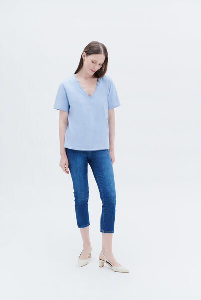 T-shirt tsally denim baby bleu femme