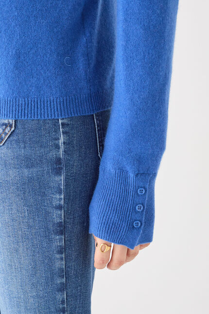 Pull mzoan 100% cachemire bleu roi femme