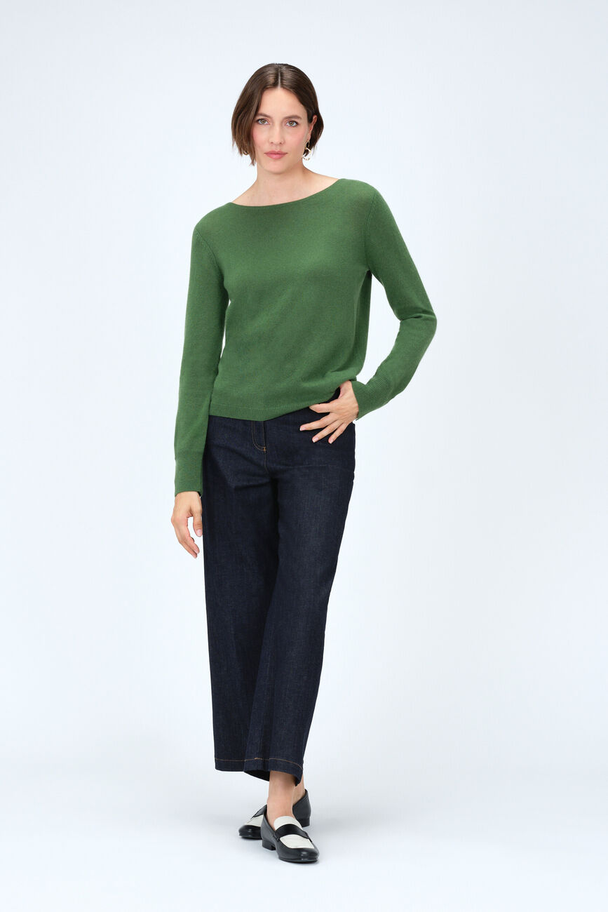 Pull mzoan 100% cachemire vert femme