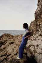 Pigment trousers 100% linen blue violet woman