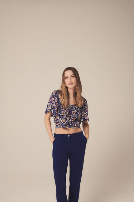 Blouse clem bleu turquoise femme
