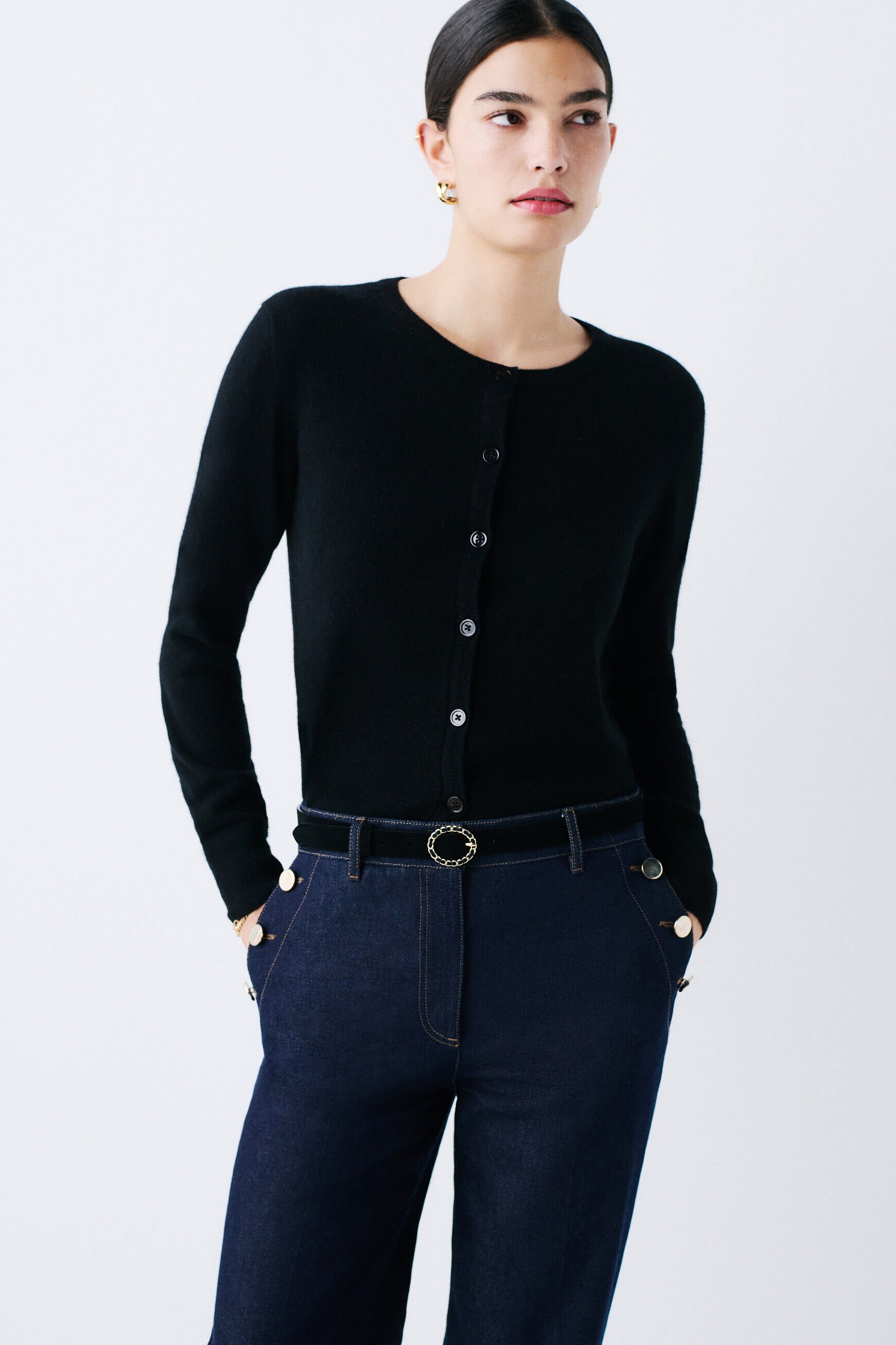 Gilet mcaroline 100 % cachemire noir femme