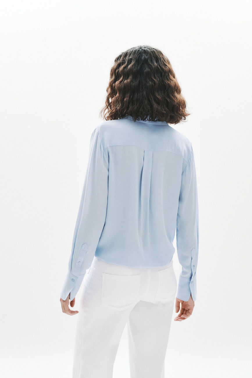 Chemise Calyson 100% soie bleu ciel femme