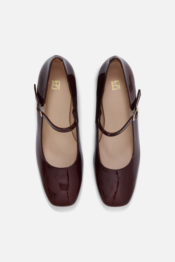 Natuurlijke leren pumps Araya marron foncé vrouw