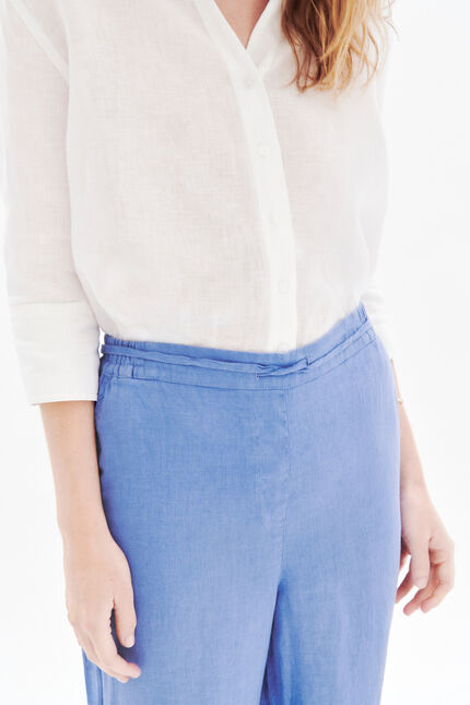 Pantalon pigment 100% lin bleu violet femme