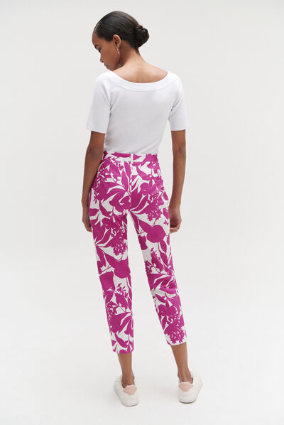 Pantalon gab fleuri violet femme