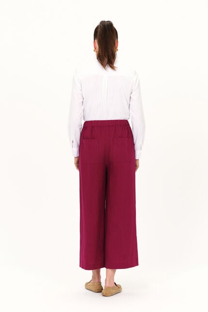 Pantalon pandi 100% lin rose framboise femme