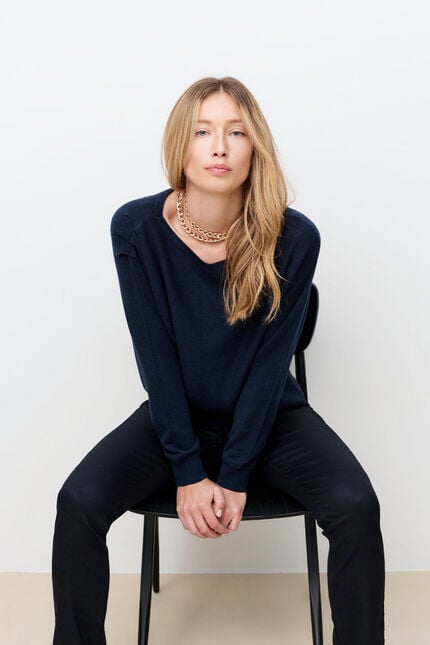 Pull Mvaleria bleu marine femme