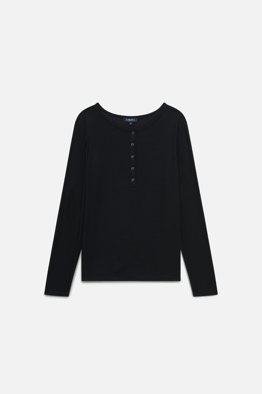 T-shirt Taiba mélange laine noir femme