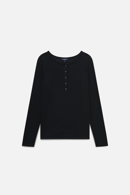 Camiseta Taiba mistura de lã preto mulher