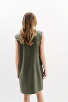 Pamela 100% linen dress khaki green woman
