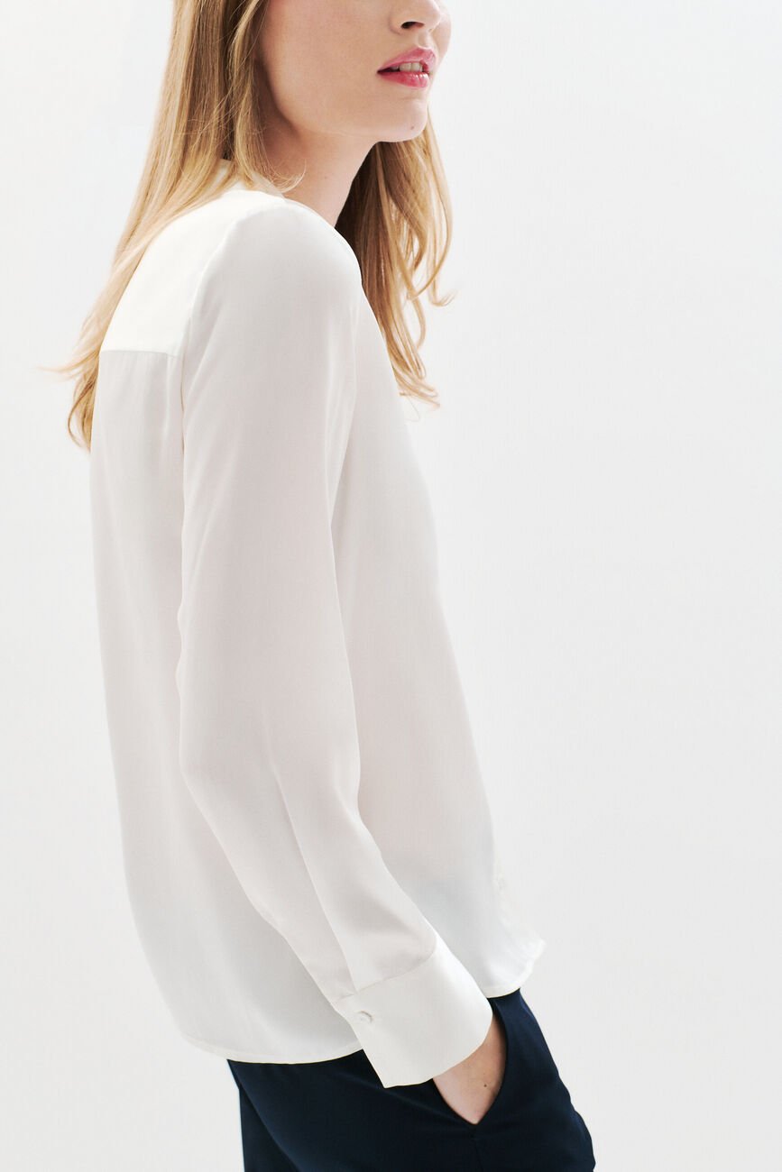 Camisa Charline 100% seda cru mulher