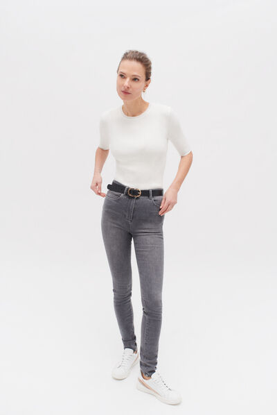 pantalon tom gris femme