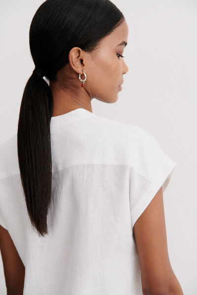 Camisa Gina 100 % lino blanco mujer
