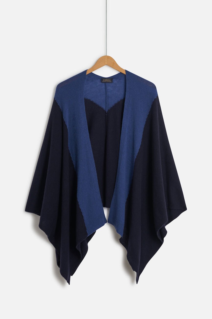 poncho charles b 100% cachemire bleu marine femme