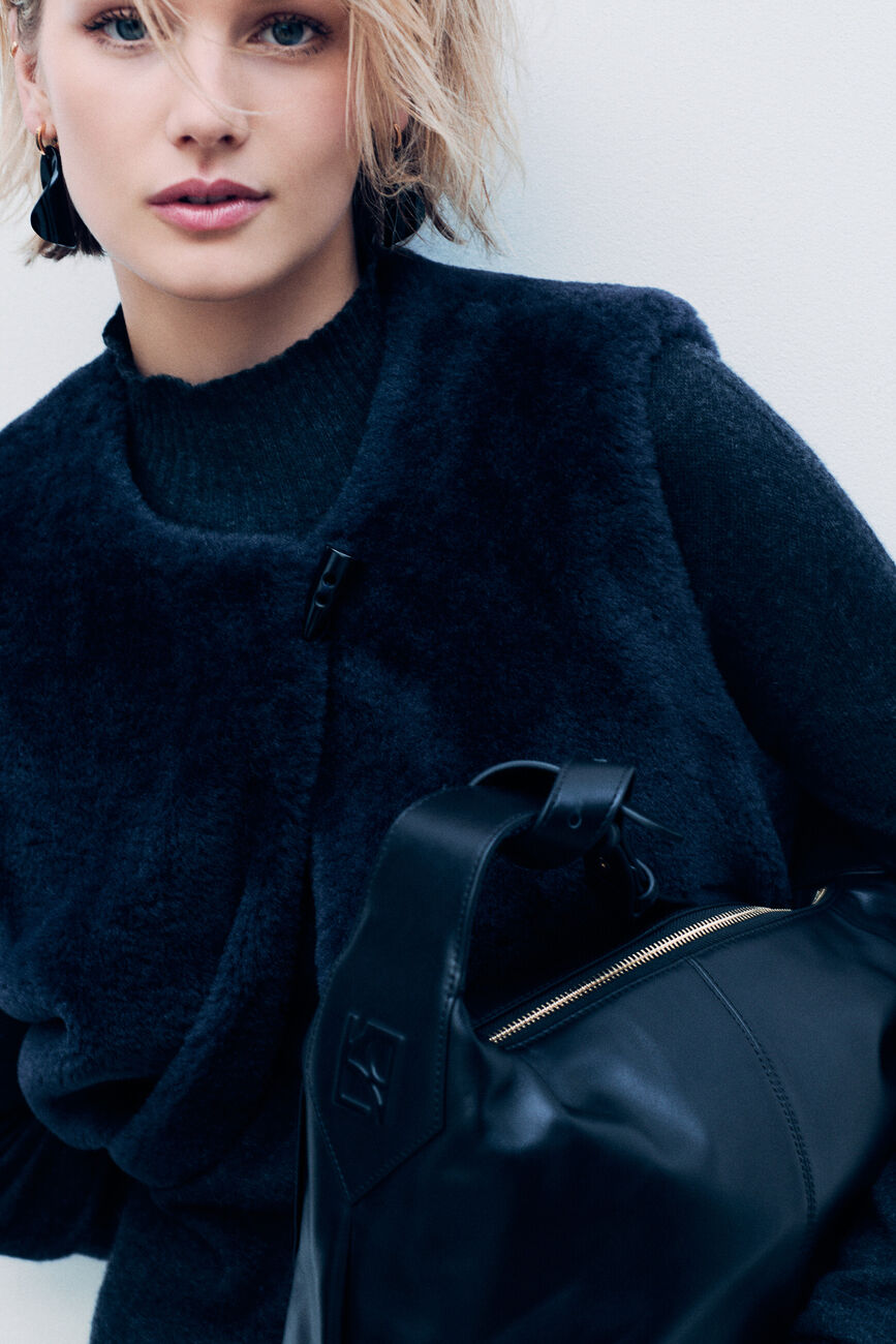 Galette coat navy blue woman