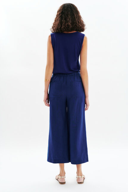 Pantalón Pandi 100% lino azul marino mujer