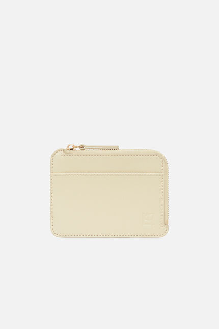 Porte-cartes stanley en cuir naturel ecru femme