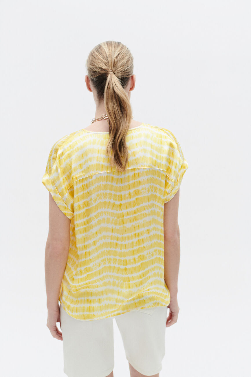 Chemise colombes jaune femme