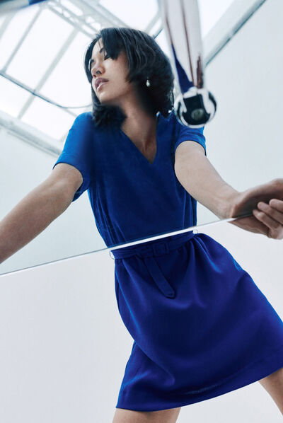 Robe reine bleu electrique femme