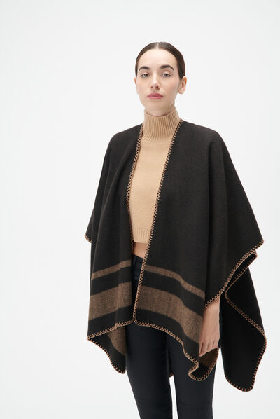Poncho hared noir femme