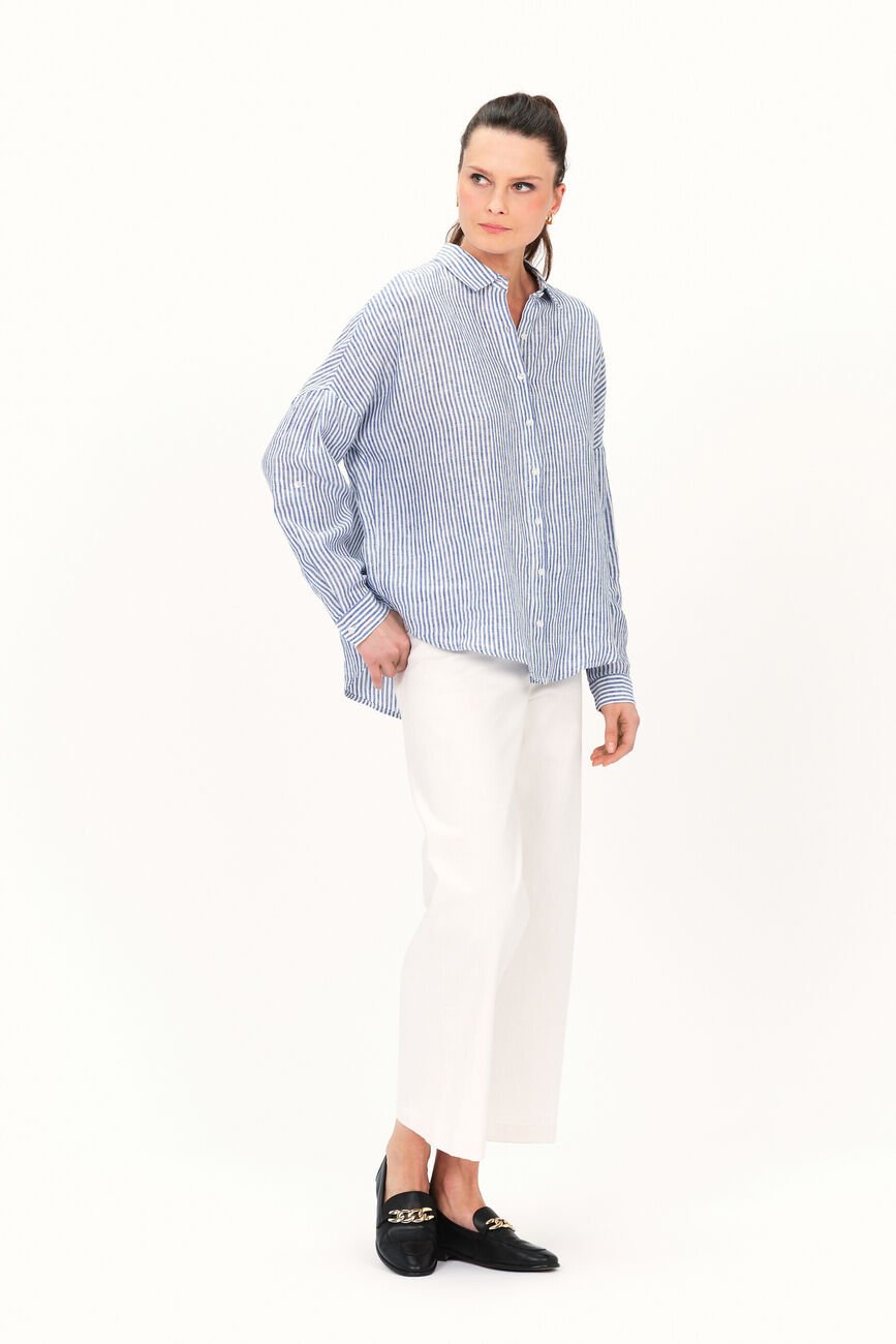 Chemise claude2 100% lin denim stone femme