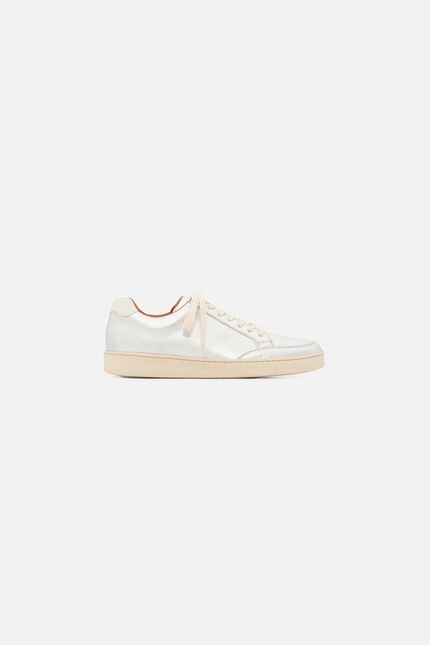 Anna trainers in natural leather silver grey woman