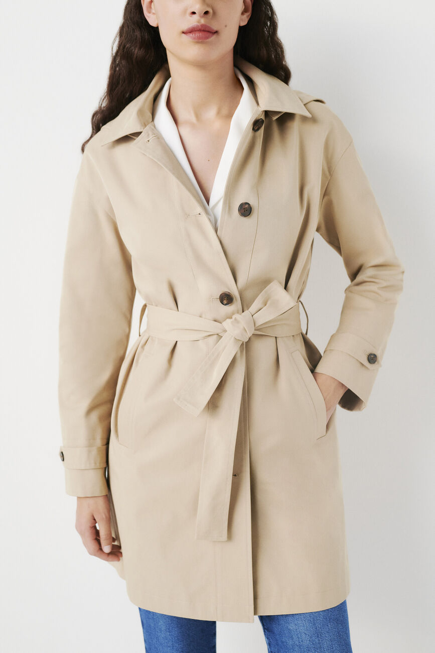 trench gabardine zand vrouw