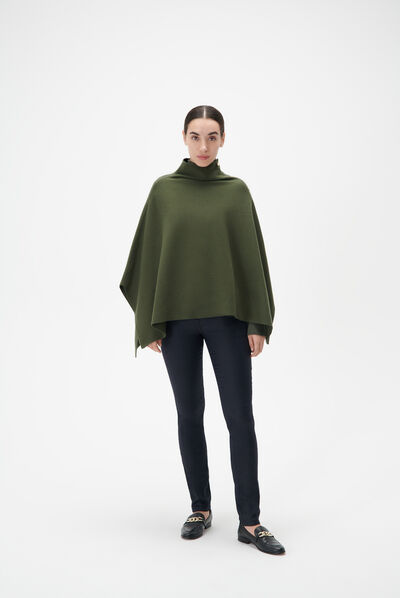 Poncho helvira vert kaki femme