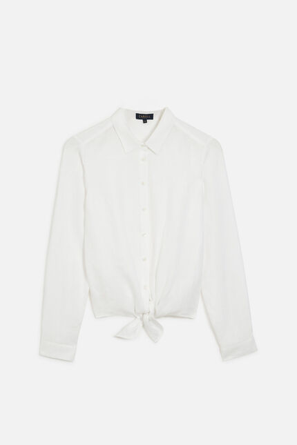 Bluse Livie 100 % Leinen zum Binden weiss damen