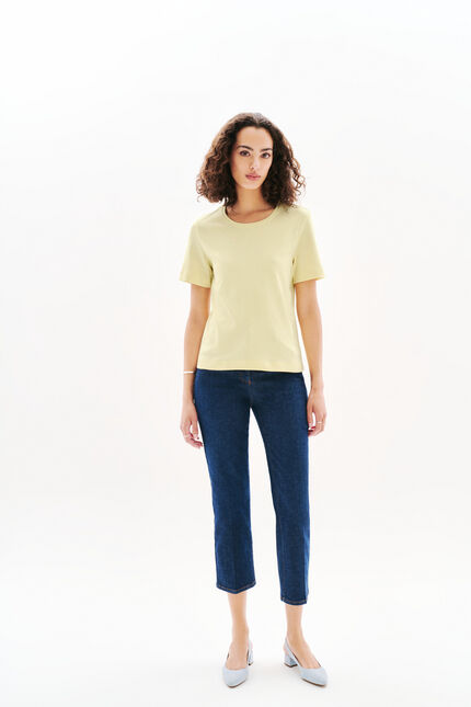 T-shirt thugo jaune pastel femme