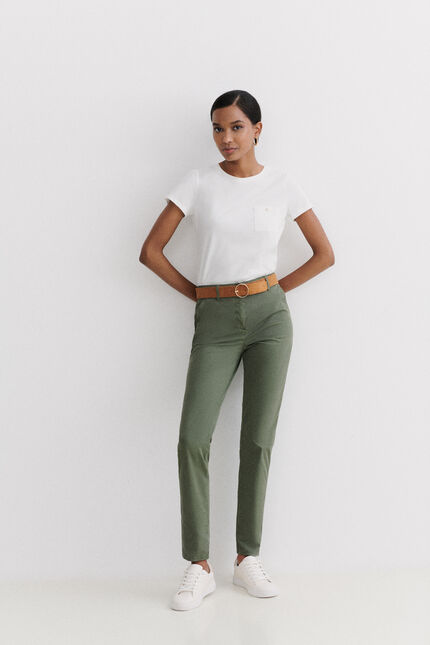 Pantalón adelmo verde caqui mujer