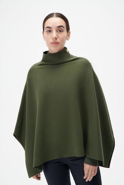 Poncho helvira vert kaki femme