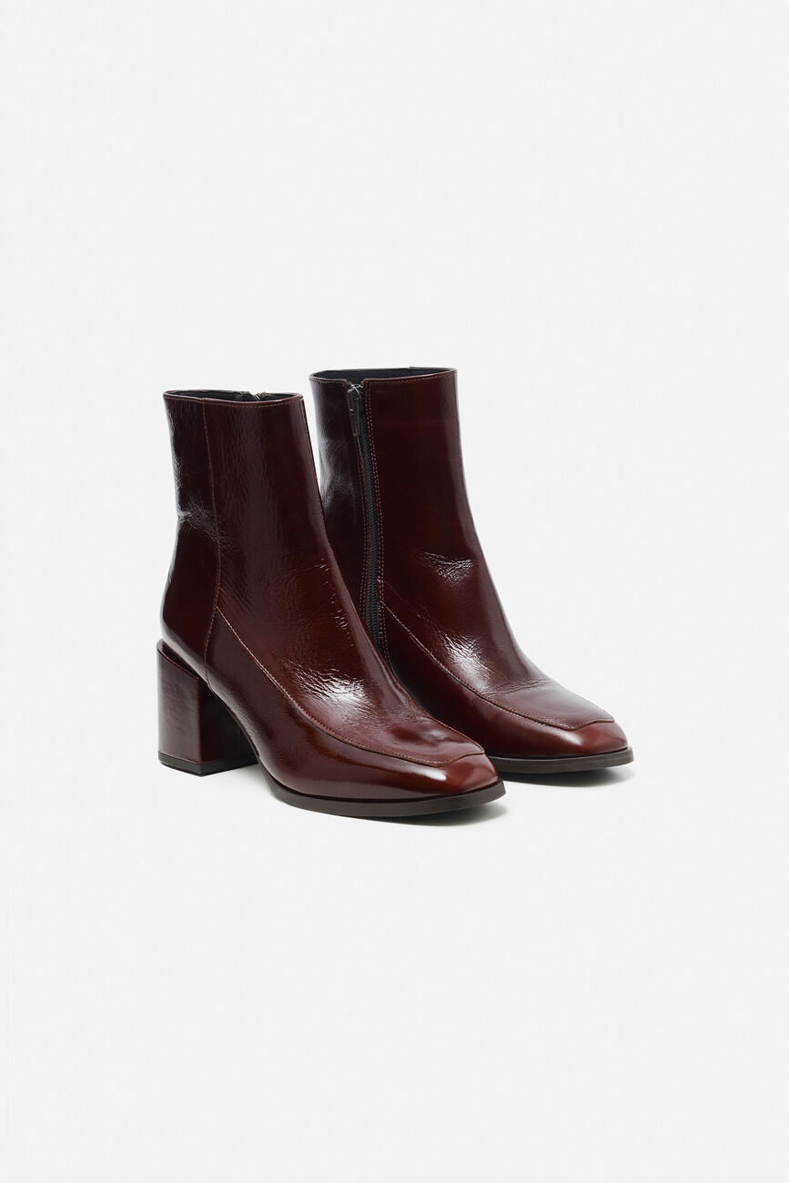 Bottines Athis en cuir naturel marron foncé femme