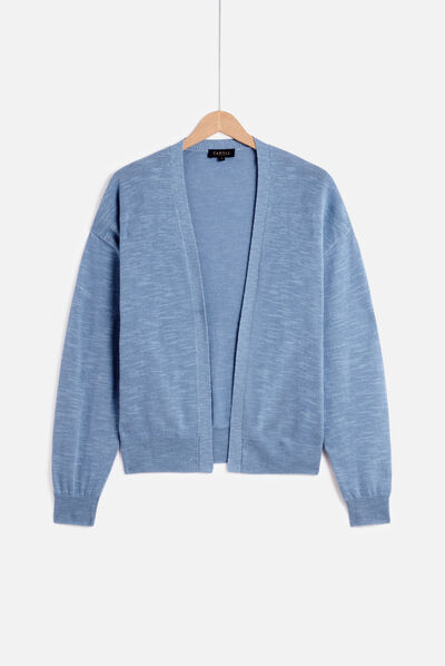 casaco de malha romy denim stone mulher