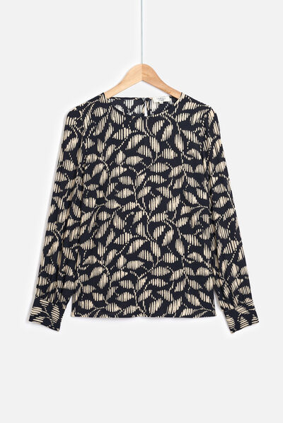 Blusa Lena a motivi nero donna