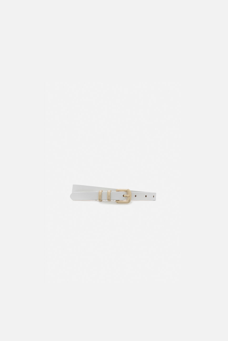 Ceinture Fleur en croûte de cuir ecru femme