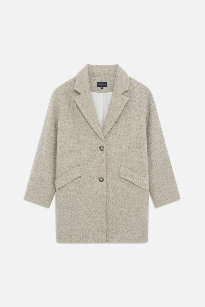 Manteau Gbrillant 100% laine gris foncé femme