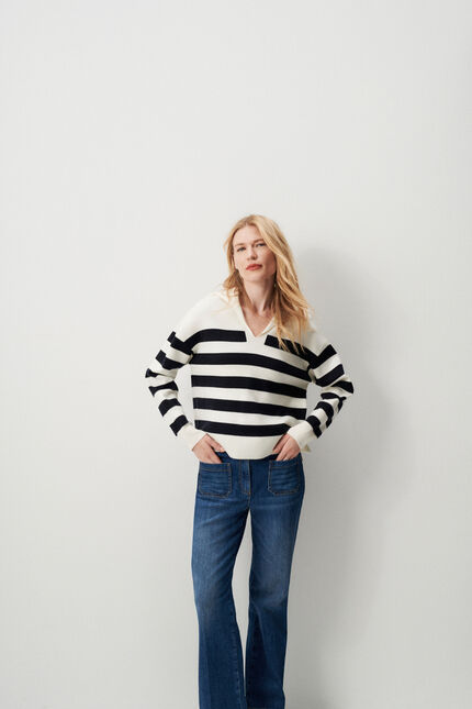 Pull mbrett ivoire femme
