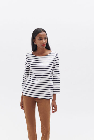 T-shirt trifine bleu marine femme