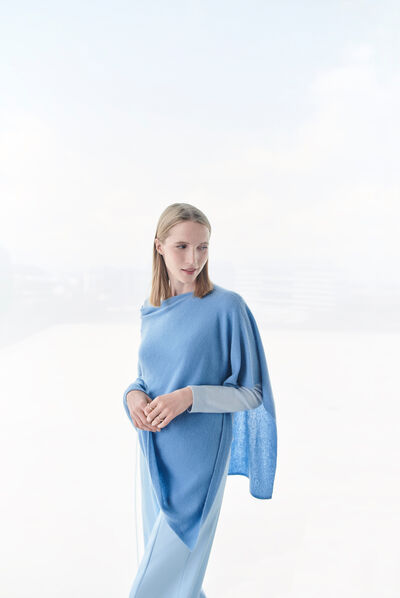 poncho baltimore 100% cachemire denim stone femme
