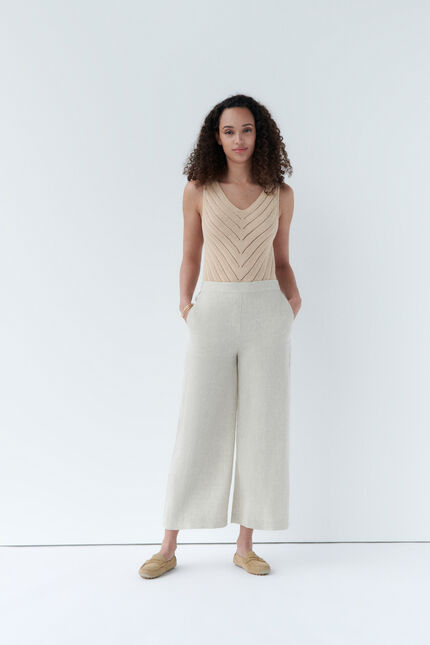 Pantalon pandi 100% lin sable femme