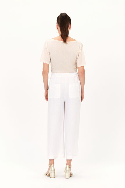 Pantalon pandi 100% lin blanc femme