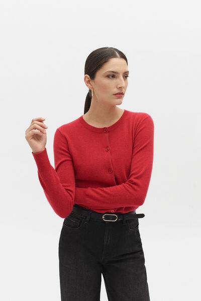 gilet caroline 100% cachemire rouge femme