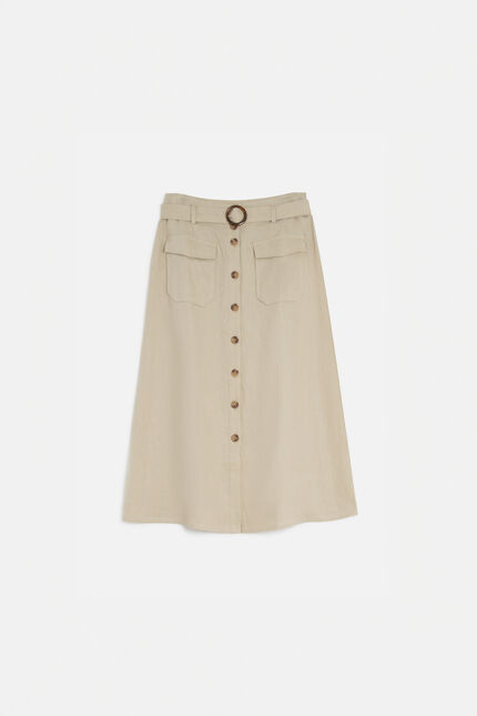 100% linnen rok Agnes taupe vrouw