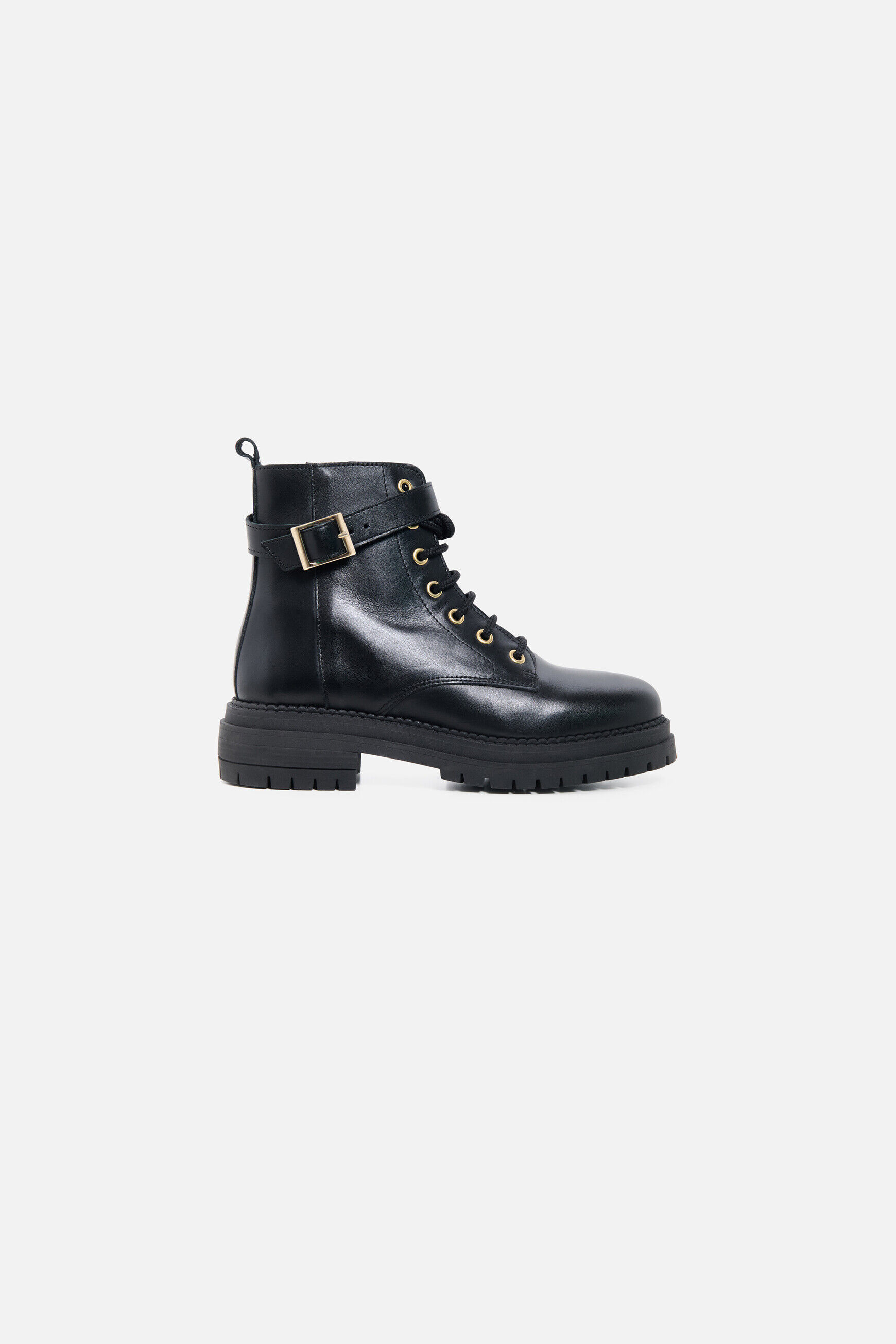 Bottines Adriale en cuir naturel noir femme