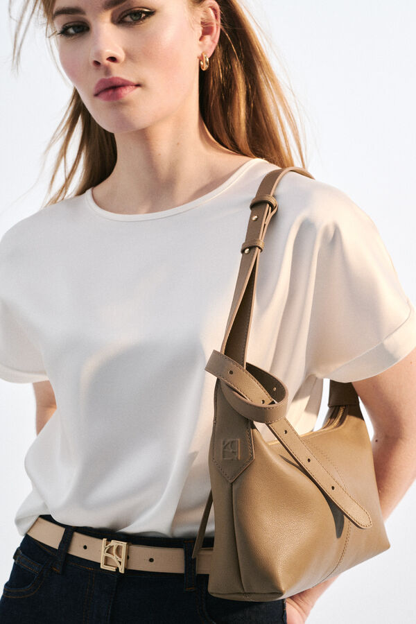 Sac Soa en cuir naturel beige femme