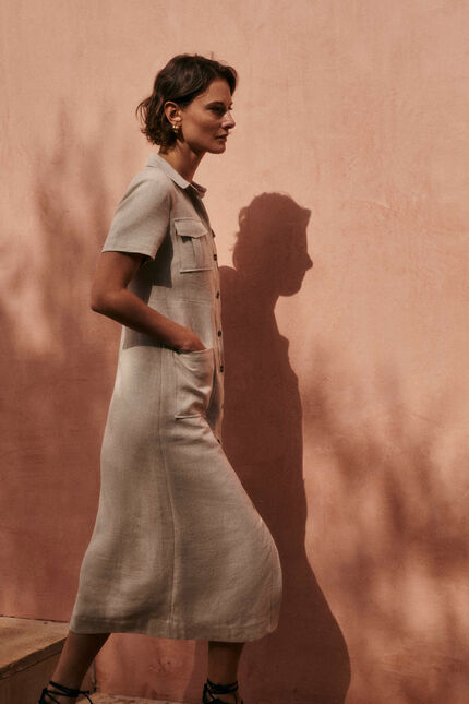 Abito rlaurie 100% lino sabbia donna