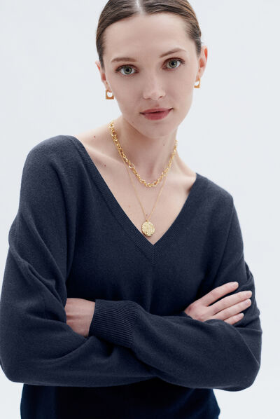 Pull malwen bleu marine femme